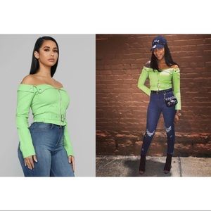 Jacket Top- Green Denim